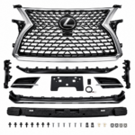 RX 2020-2022 OEM წინა ცხაურის კომპლექტი, მატი ნიკელებით, კამერიანი